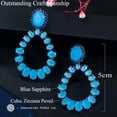thumbnail image 5 of Oval Cut Matte Blue CZ Long Dangle Drop Earring for Women Fashion Jewelry Gift, 5 of 9