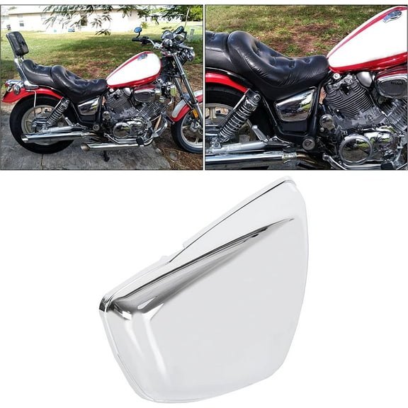 KOJEM Panel Battery Cover Fairing for 1984-Up Yamaha XV 700 750 1000 1100 Virago Motorcycle Chrome Battery Side Fairing Cover Protection (Right Side)