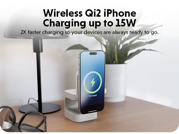Hyper Qi2 3-in-1 Charging Stand, White