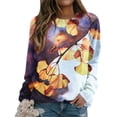 thumbnail image 6 of IROINNID Long Sleeve T-Shirts for Women Home Flower Print Round Neck T-shirt Top Blouse Pullover,Yellow, 6 of 6