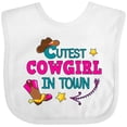 thumbnail image 3 of Inktastic Cutest Cowgirl in Town with Cowgirl Hat and Boots Girls Baby Bib, 3 of 4