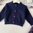 thumbnail image 2 of Suéter para niños de 2 a 7 años, cárdigan con botones de amor, suéter para niñas, abrigo tejido, ropa para niñas, traje para niños, falda a cuadros opcional, 2 of 6