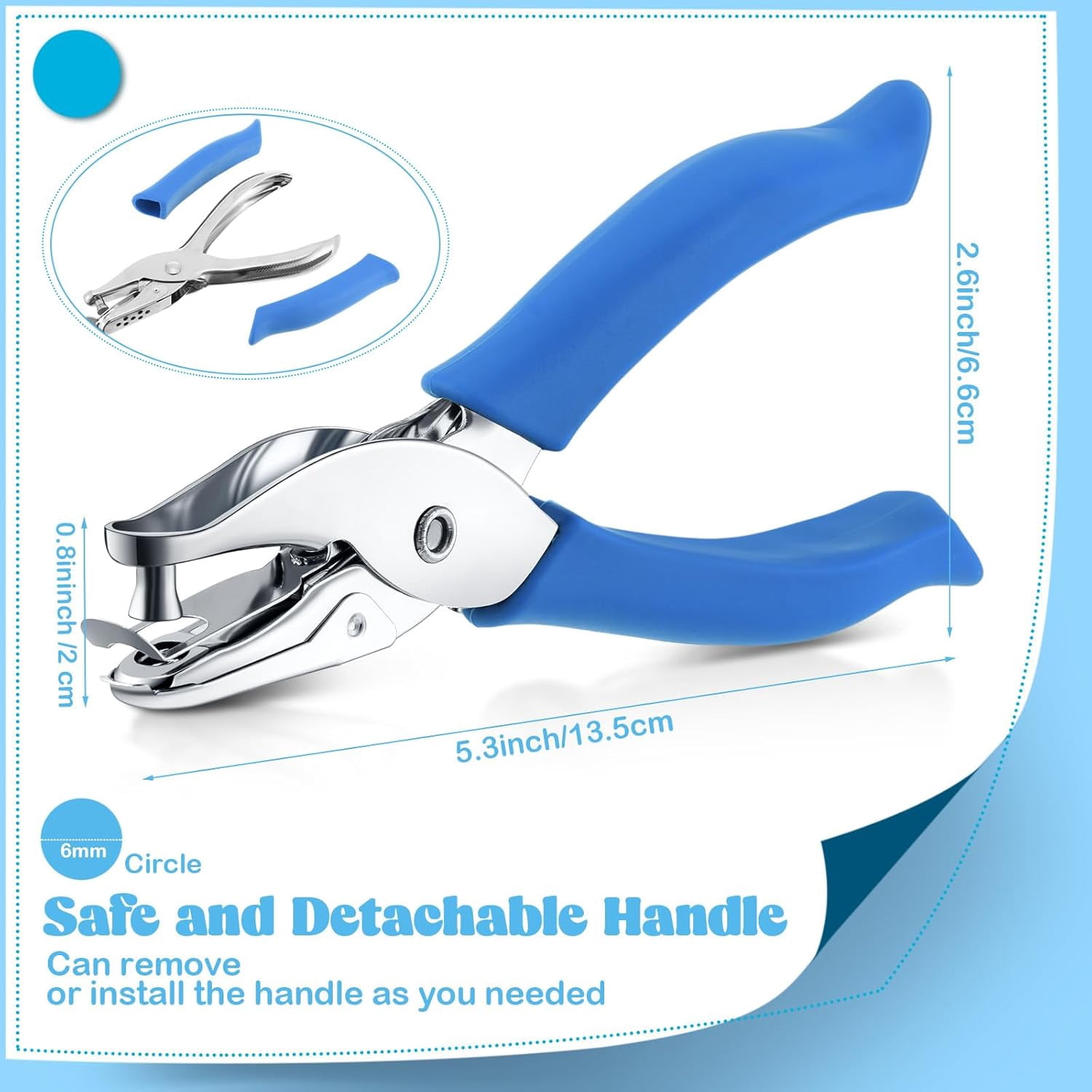 12 Pieces Single Hole Punch held 1/4 Inch Paper with Grip les Circle Shape Puncher for Craft Greeting Cards Scrapbook Notebook (Bright Color)