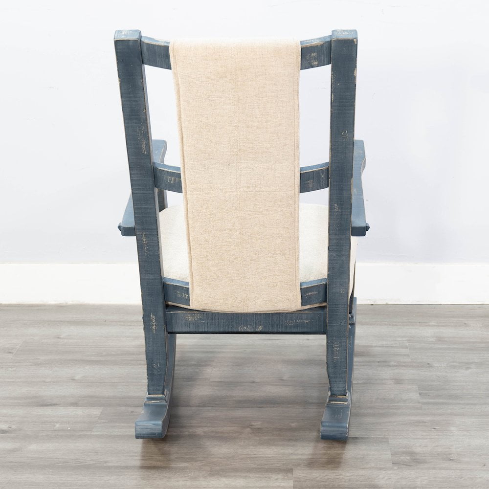 Sunny Designs Marina Mahogany Rocking Chair with Cushion Seat & Back in Blue