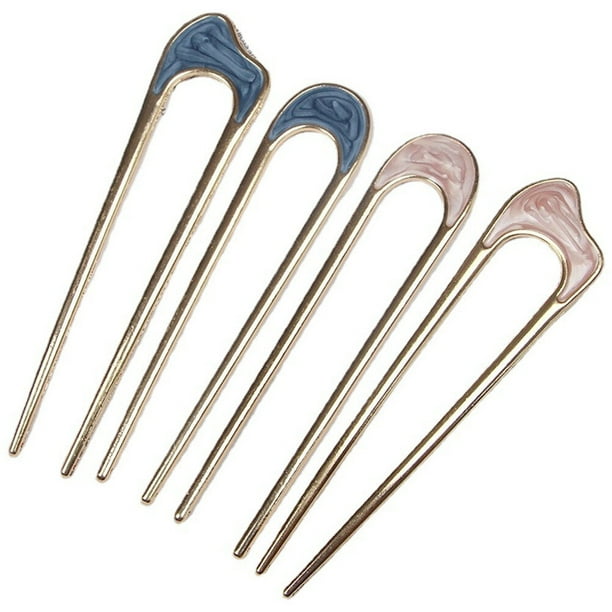 Horquillas de Metal en forma de U, 4 Uds., horquillas para el pelo, soporte para moño, herramientas de peinado