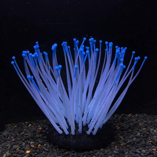 1 unidad de anémona Artificial, plantas de acuario, planta de silicona Artificial, decoración de acuario, decoración de pecera, 9*7cm, azul Rojo Verde
