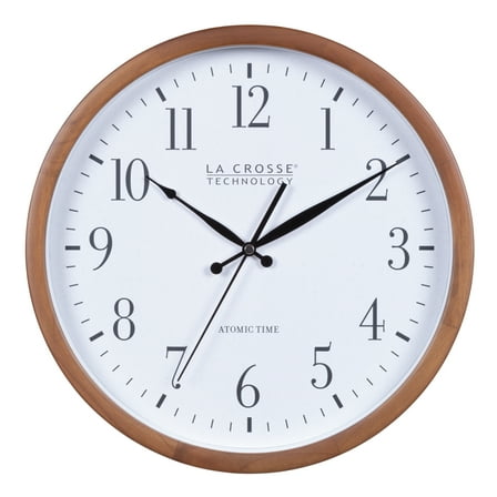 La Crosse Technology 12.8-Inch Walnut Atomic Analog Wall Clock, 404-50447-INT