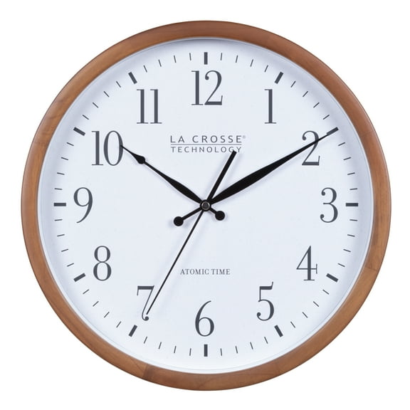 La Crosse Technology 12.8-Inch Walnut Atomic Analog Wall Clock, 404-50447-INT