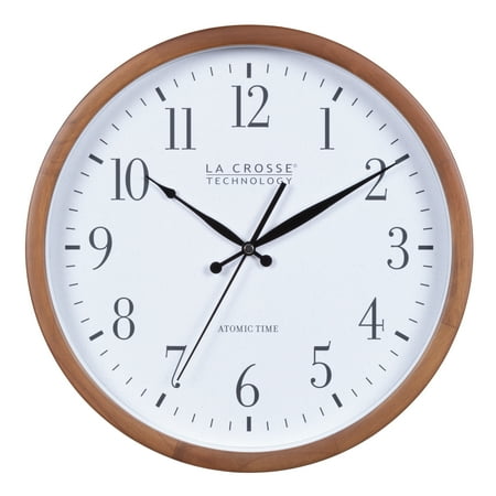 La Crosse Technology 12.8-Inch Walnut Atomic Analog Wall Clock, 404-50447-INT