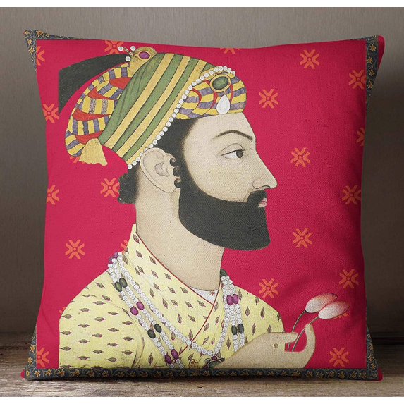 S4Sassy Mughal King Print Home Decor Multicolor Square Cushion Cover Pillow Case -26 x 26 Inches