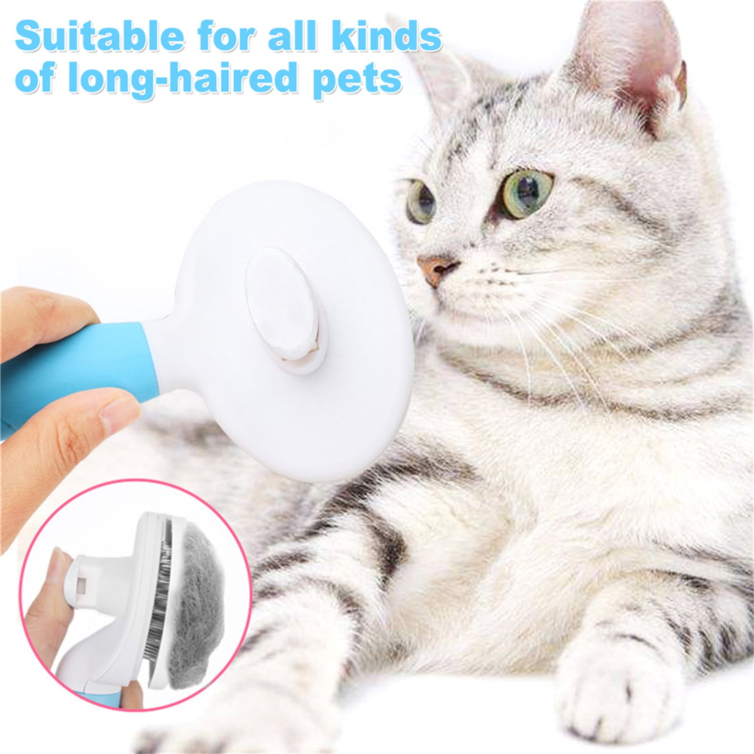 Pefilos 5" Cat Grooming Brush, Slicker Brush for Dogs and Cats Shedding & Grooming, Self Cleaning Pet Brush, Pet Hair Brush Remover Tool Cat Dog Dematting Comb Needle Reduce Lint, Blue Pefilos 5" Cat Grooming Brush, Slicker Brush for Dogs and Cats Shedding & Grooming, Self Cleaning Pet Brush, Pet Hair Brush Remover Tool Cat Dog Dematting Comb Needle Reduce Lint, Blue