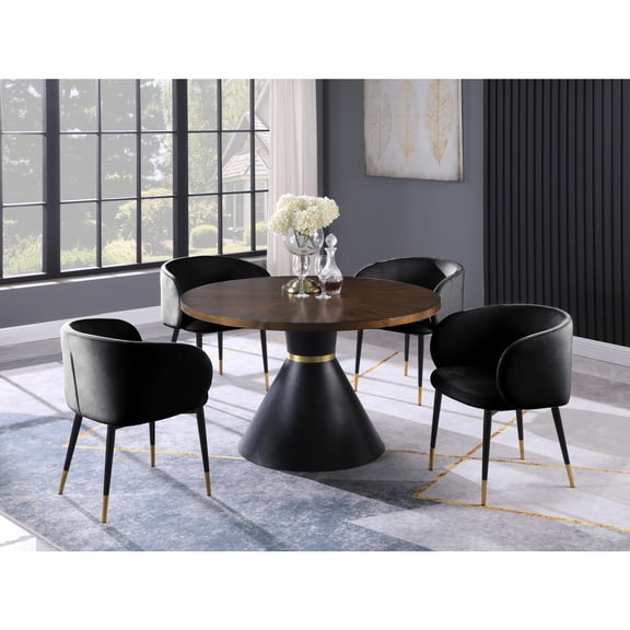 Hemingway 5-piece Round Dinette Set in Black Velvet
