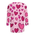 thumbnail image 5 of Enjoytime 3/4 Length Sleeve Womens Tops Valentines Hearts Printed Round Neck Trendy Shirts Fashion Casual Plus Size Women Blouses Pink XXXXXL, 5 of 6