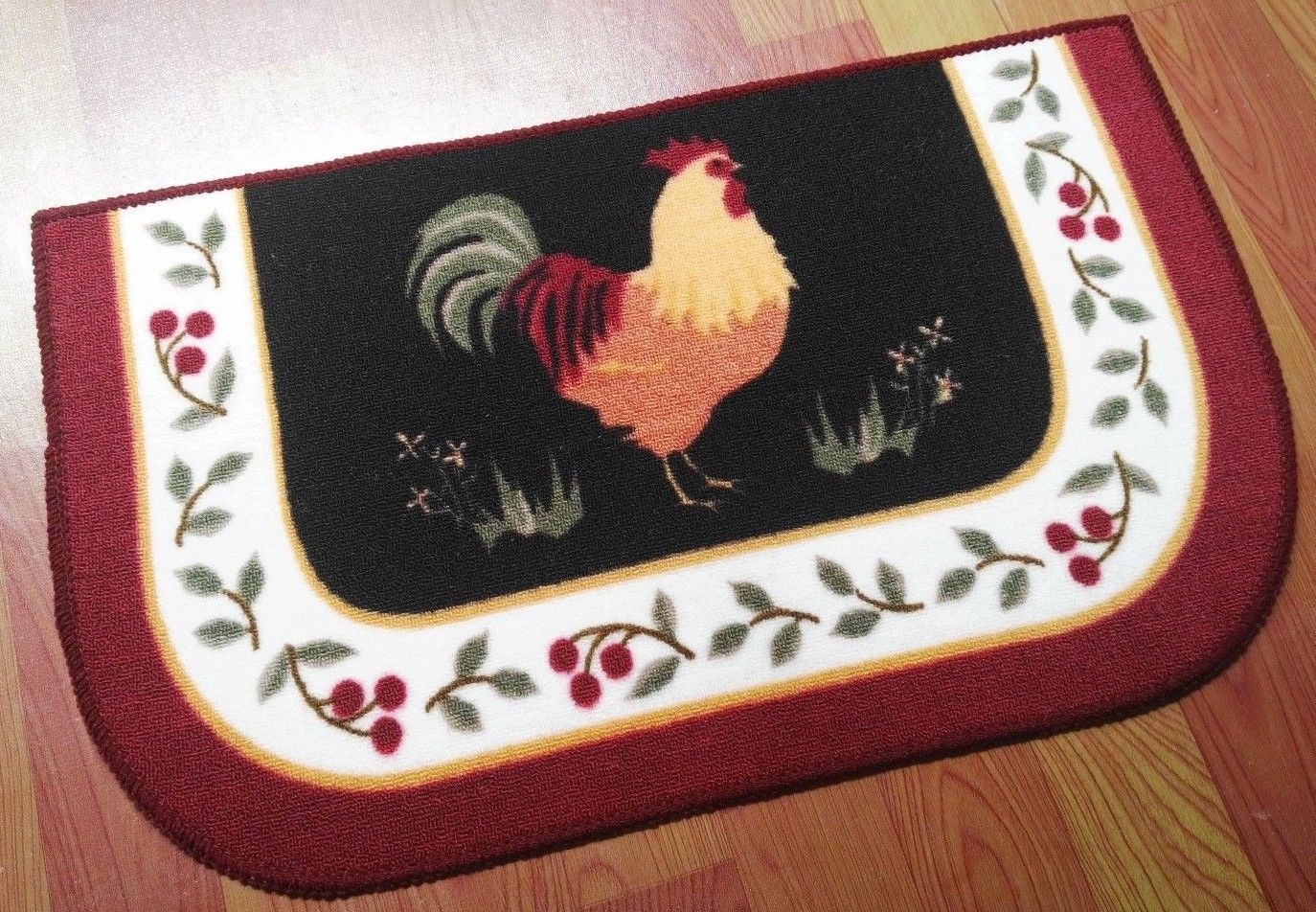 1PC 2109ROOSTER PRINTED KITCHEN MAT ANTISLIP WITH LATEX BACKING