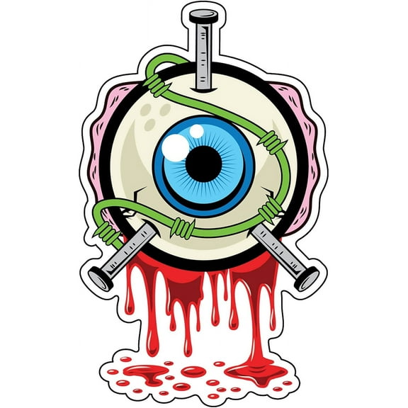 WickedGoodz Bloody Eyeball Vinyl Decal - Pop Horror Bumper Sticker - for Laptops Tumblers Windows Cars Trucks Walls