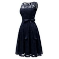 thumbnail image 3 of Dressystar Women Floral Lace Cocktail Party Dress Sheer Neckline Knee Length Bridesmaid Dress, 3 of 7