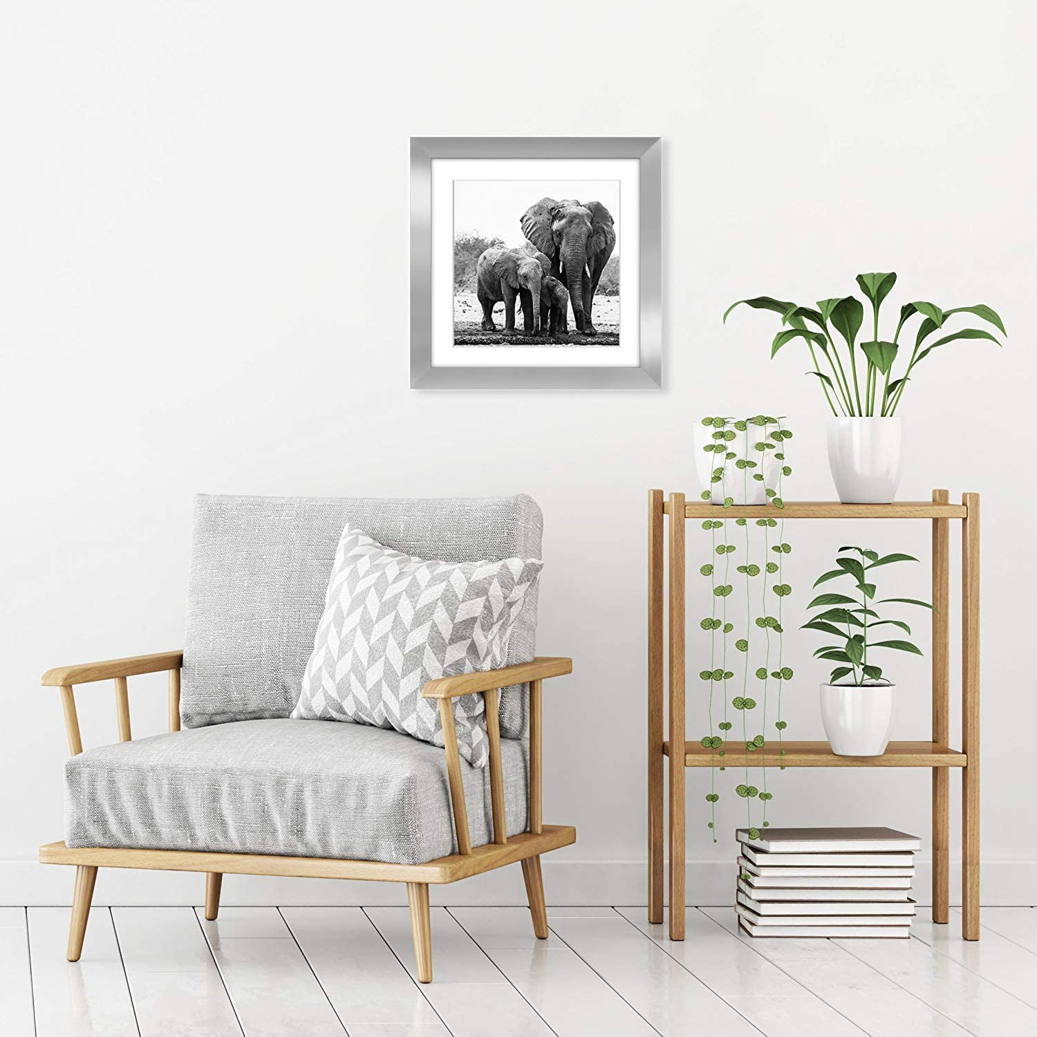 Americanflat 11x11 Picture Frame with Mat for 8x8, MDF wood and shatter-resistant glass, Silver