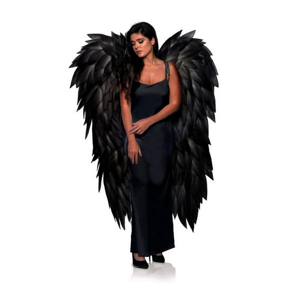 UNDERWRAPS Large FOAM Costume Angel Wings - Adult Huge Halloween Costume, 5 Feet Long Photoshoot Prop for Men & Women, (Full Length, Black))
