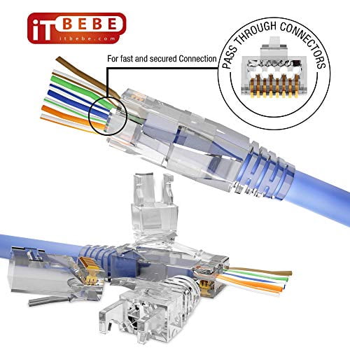ITBEBE 120/120 RJ45 Cat6 Pass Through Connectors for 23 AWG Cables snag-Free Ethernet Patch Cord 120 Cat6 Passthrough Connector Ends and 120 RJ45 Connectors Yellow Strain Relief Boots for Clean ITBEBE 120/120 RJ45 Cat6 Pass Through Connectors for 23 AWG Cables snag-Free Ethernet Patch Cord 120 Cat6 Passthrough Connector Ends and 120 RJ45 Connectors Yellow Strain Relief Boots for Clean