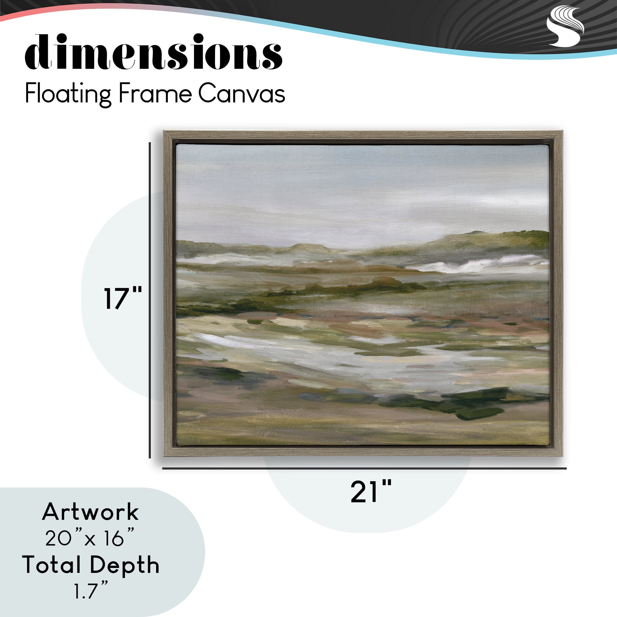 Stupell Industries Natural Meadow Abstract Horizon Brown Framed Floater Canvas Wall Art, design by Carol Robinson