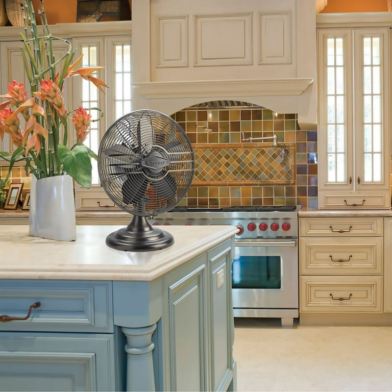 Lasko 12 3-Speed Oscillating Classic Metal Table Fan with Tilt-Back,  R12210, Bronze - Walmart.com