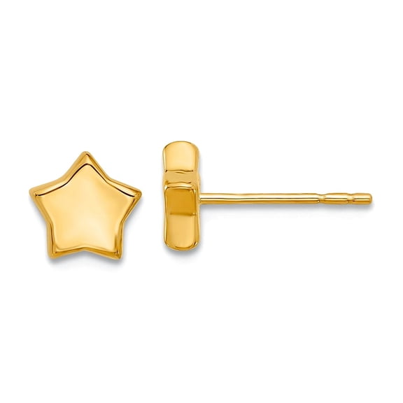 14k Solid Yellow Gold Polished Stars Post Earrings 6.62x10.25mm Wide Stud Earring for Women