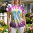 thumbnail image 7 of GEWSEY Scrubs for Women V Neck Short Sleeve Easter Printed Tops Cartoon Pattern Plus Size Nursing with Pockets (Hot Pink, XL), 7 of 7