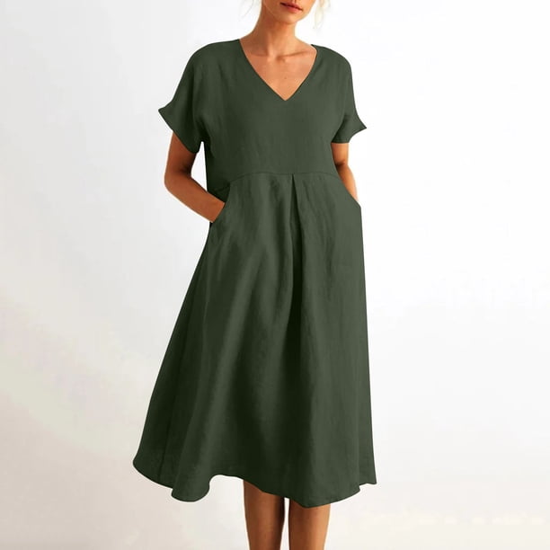 army green linen dress Always In The Lead Olive Green Linen Dress Shop the Mint