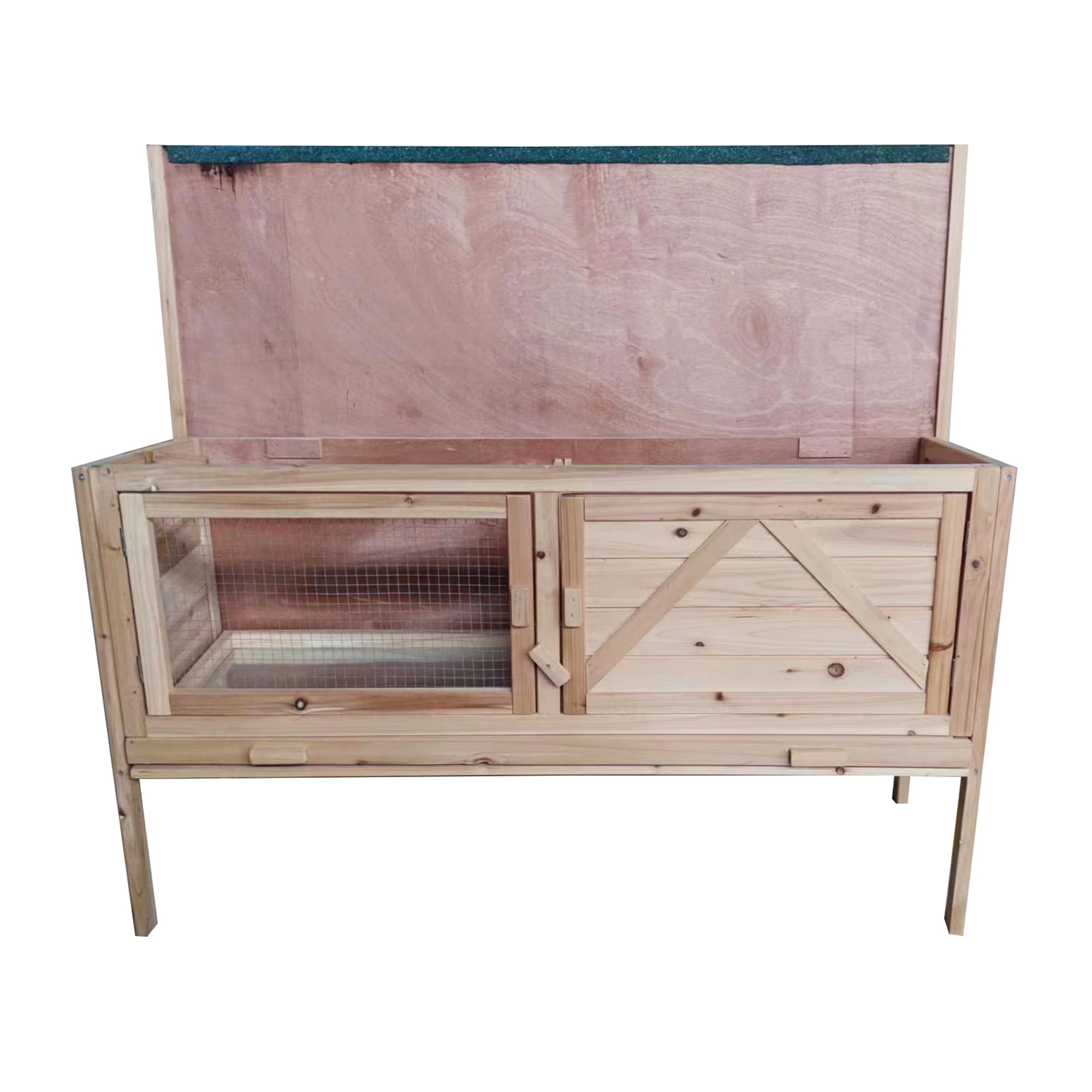 Pefilos 46" Rabbit Hutch for Indoor Deck Wooden Pet Hen House Animal Poultry Cage, Brown Pefilos 46" Rabbit Hutch for Indoor Deck Wooden Pet Hen House Animal Poultry Cage, Brown
