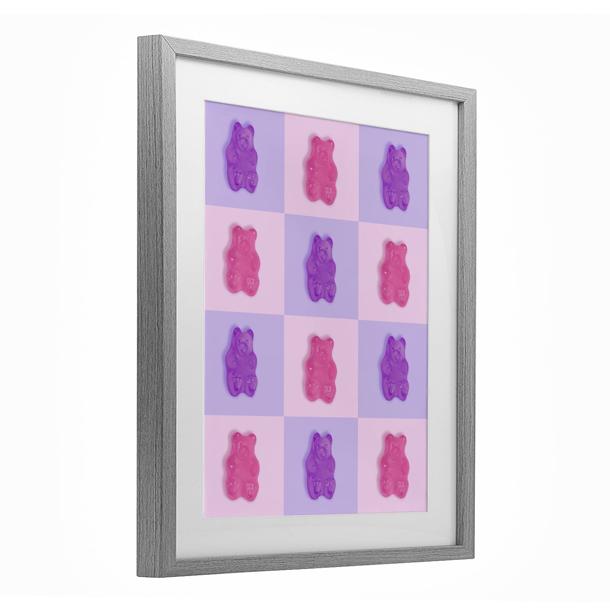 Stupell Industries Pink & Lilac Candy Bears Gray Framed Print Under Glass, design by LISH Creative