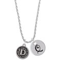 thumbnail image 1 of Delight Jewelry Silvertone Antiqued Round Seal - Initial - D - Silvertone Script Initial Disc - Q - Charm Necklace, 20"+3", 1 of 4