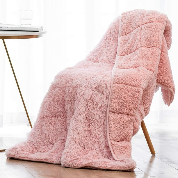 Uttermara Faux Fur Weighted Blanket 15lbs, Super Soft Plush Fleece and
