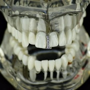 CZ Gap Grillz Silver Tone Single Tooth Top or Bottom Bling Teeth Single Hip Hop Grills