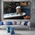 thumbnail image 2 of Mudket Framed Leopard with Towel in White Bathtub Canvas Wall Art, Cute Leopard Print Bathroom Decor, Funny Animal Wall Art Ready to Hang - 12"L x 8"W, 2 of 10