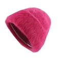 thumbnail image 2 of Bonnet en Laine Unisexe Lisse Planche Solide Chaud Sans Bord Bonnet en Peluche, 2 of 4