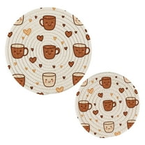 Cotton Rope Pot Holder Set of 2 Kitchen Trivets Cute Coffee Cup Pattern Potholdersfor Hot Pans & Dishes