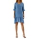 thumbnail image 2 of SAYOO Vestido de Mujer, Cuello en V, Sólido, con Volantes, Suelto, de Verano, Casual, Vestido de Playa SAYOO Sexy, 2 of 9