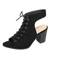 thumbnail image 2 of THDHVS Women's Sandals,Dress Shoes for Women,Women's Fashion Casual Summer New Style Fish Mouth Roman Shoes Lace-Up High Heels Sandals Black 5.5, 2 of 7
