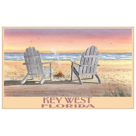 Key West Florida Adirondack Chairs Beach Giclee Art Print Poster