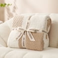 thumbnail image 4 of Snuggle Sac Soft Checkered Throw Blanket,Reversible Cozy Plaid Throw,Beige,50*60", 4 of 5