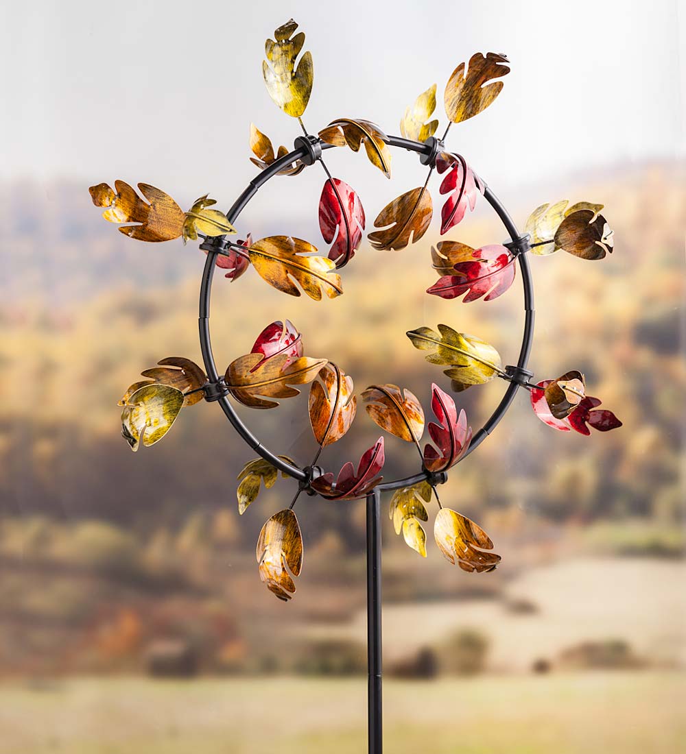 Colorful Outdoor Fall Leaves Jubilee Garden Wind Spinner, 28"W x 9.5"D x... by Plow & Hearth