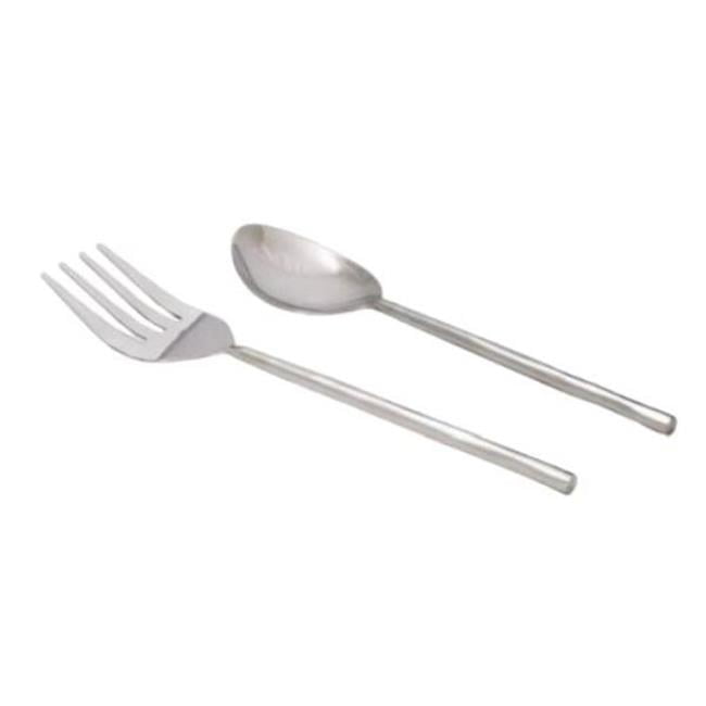 Leeber 72525 11 in. Stainless Steel Salad Server Set, Silver