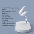thumbnail image 4 of Cargador Inalámbrico Magnético 15W Dock Carga Rápida Para Airpods 2 / Pro Blanco Sunnimix reloj estación de carga, 4 of 8