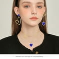 thumbnail image 3 of Linawe Blue Heart Dangle Earrings, Gold Hypoallergenic Stainless Steel Drop Earrings for Women Trendy, Preppy Y2K Cute Fun Mismatched Earrings, Anniversary Birthday Gift for Her, 3 of 6