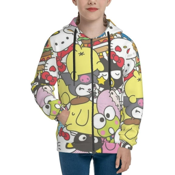 Hello Kitty Hoodie 3D Print Pullover Hooded Long Sleeve Sweatshirts Tops Blouse with Pocket for Boys Girls Small
