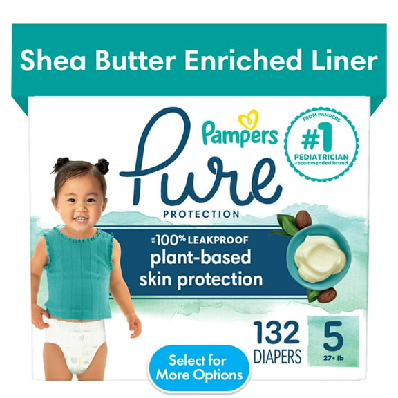 Pampers Pure Diapers Size 5, 132 Count (Select for More Options)