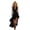 Black, variant on Women's Bohemian Halter Maxi Dress Ruffled Highlow Asymmetrical Hem Back Cross Adjustable Shoulder Strap Side Zip Casual Dress