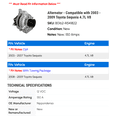 thumbnail image 2 of Alternator - Compatible with 2003 - 2009 Toyota Sequoia 4.7L V8 2004 2005 2006 2007 2008, 2 of 2