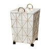 Mainstays Square Symmetrical Pattern Metal Hamper with Wheels, Gold and Natural