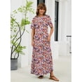 thumbnail image 5 of Chiclily Women's Summer Short Sleeve Maxi Dress with Pockets - Soft Casual Loose Long Boho Sundress for Beach & Vacation, Numerous Flowers Size 2XL, 5 of 7